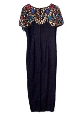 Sténay Black stones multi embellished collar vintage shimmer maxi  dress sz  12